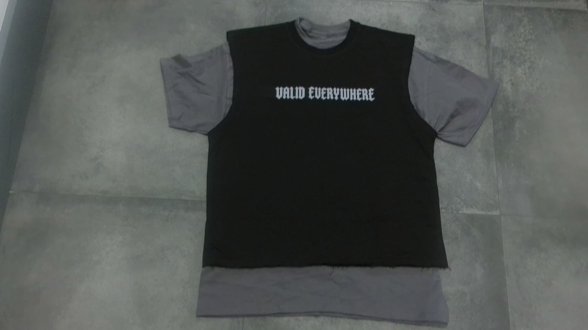 BLK AND GREY  VALID EVERYWHERE TEE SET.  